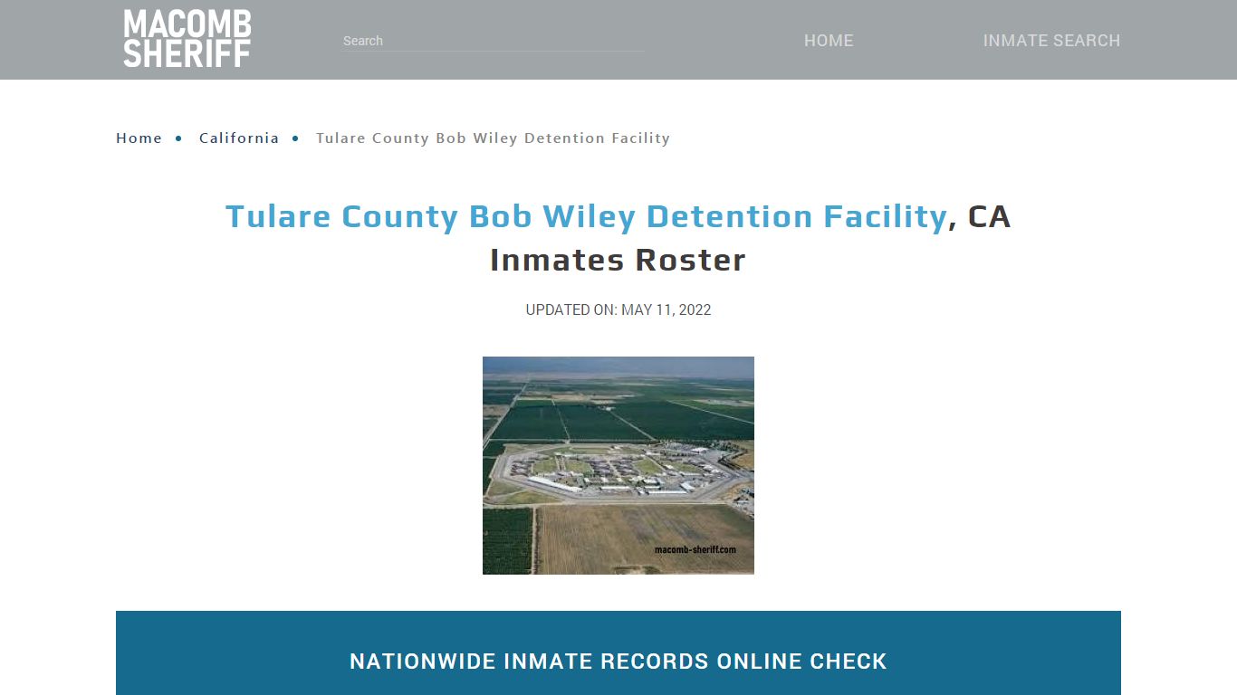 Tulare County Bob Wiley Detention Facility, CA Jail Roster ...